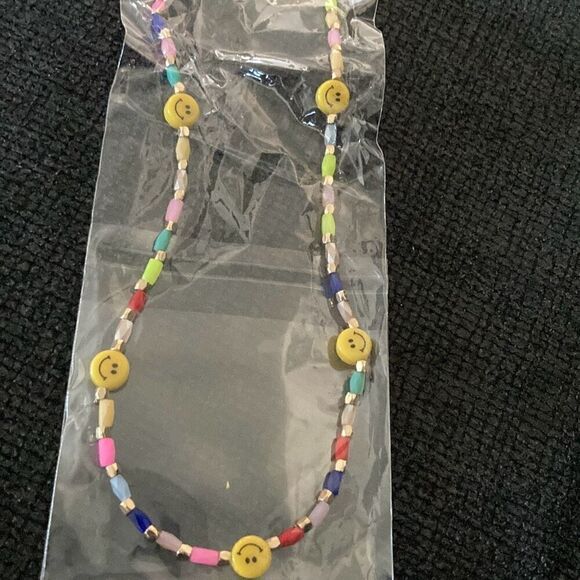 Beaded Choker Necklace Smiley Face Necklace - Picture 1 of 7